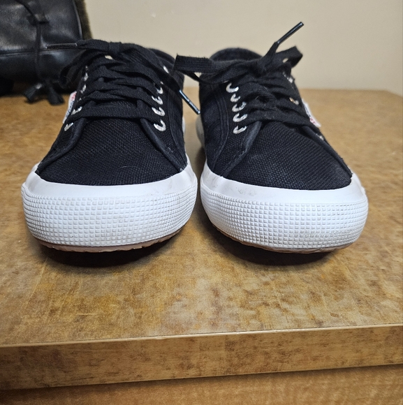 Superga Cotu Classic Sneakers Platform Cotron Canvas Black and White - Picture 4 of 11